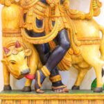 Hand-Carved Wooden Lord Krishna Statue (46 Inches) – Venugopala with Sacred Cow | Large Handmade Wooden Krishna Idol - Image 4