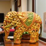 Nari Kunjar Elephant Sculpture – Marble Dust with Hand-Painted Miniature Art - Image 3