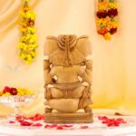 11-Inch Ganesha Sitting on Shankh Wood Carving – Divine Elegance - Image 3