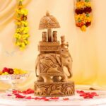 12-Inch Ambari Elephant Wood Carving – Regal Elegance