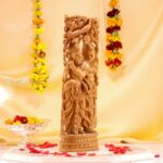 Exquisite Hand Carved In Wood Radha Krishna Idol 16-Inch - Image 3