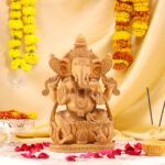 Hand-Carved Wood Ganesha Idol – Divine Artistry in Every Detail