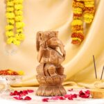 Hand-Carved Wood Ganesha Idol – Divine Artistry in Every Detail - Image 3