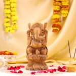 Hand-Carved Wood Ganesha Idol – Divine Artistry in Every Detail