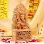 Hand-Carved Wood Ganesha Idol – Divine Artistry in Every Detail - Image 3